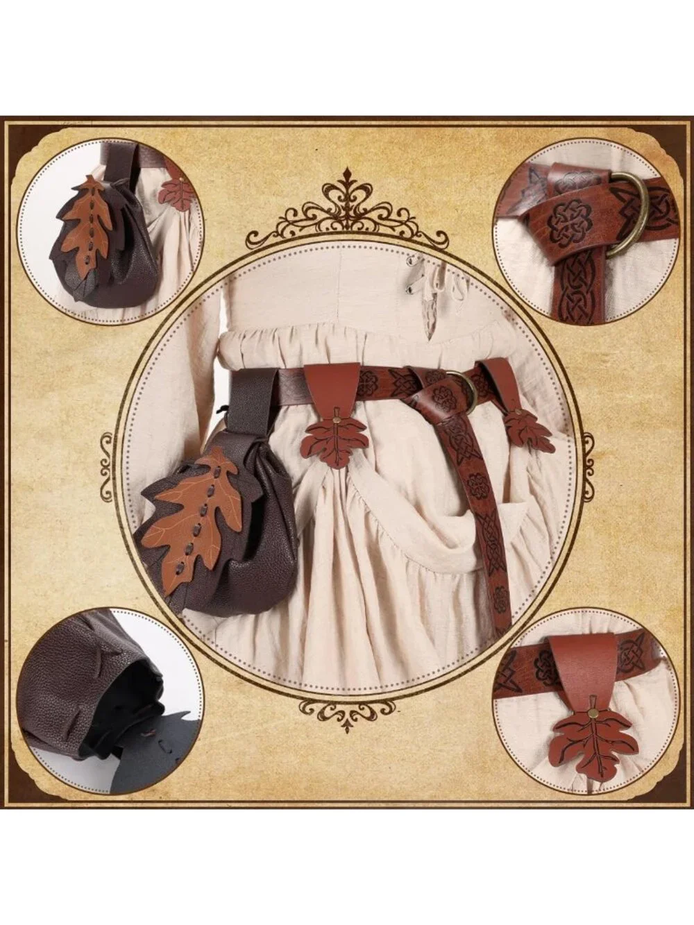 Medieval Leather Belt Pouch for Women | Viking Skirt Accessories & Cosplay